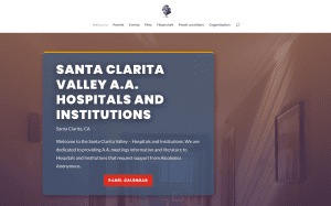 2026-05-24-SCV-AA-Central-Office Santa Clarita Valley Central Office of Alcoholics Anonymous homepage with AA Meetings and AA Events buttons.